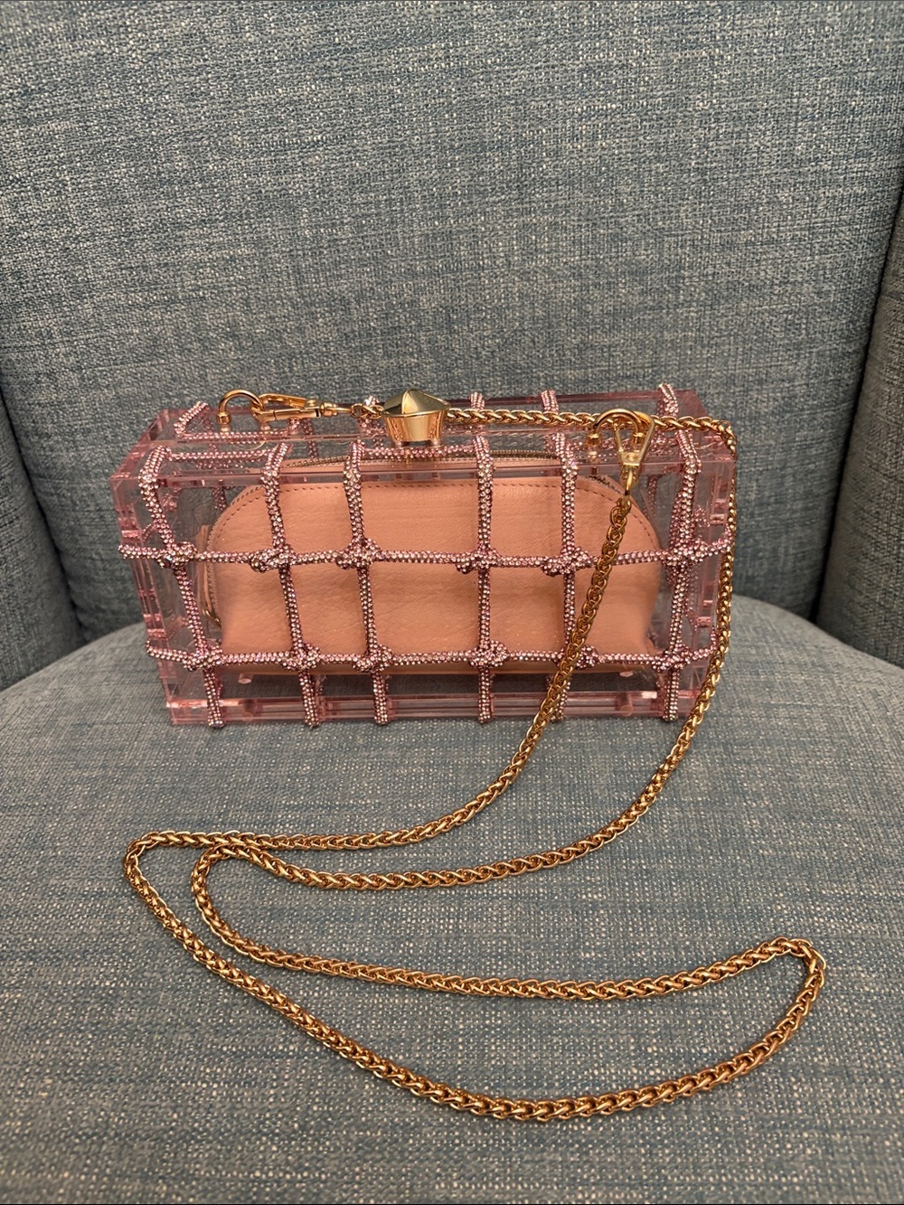 Altar'd State Pink Crystal Grid Crossbody with Gold Chain Strap - Picture 13 of 16